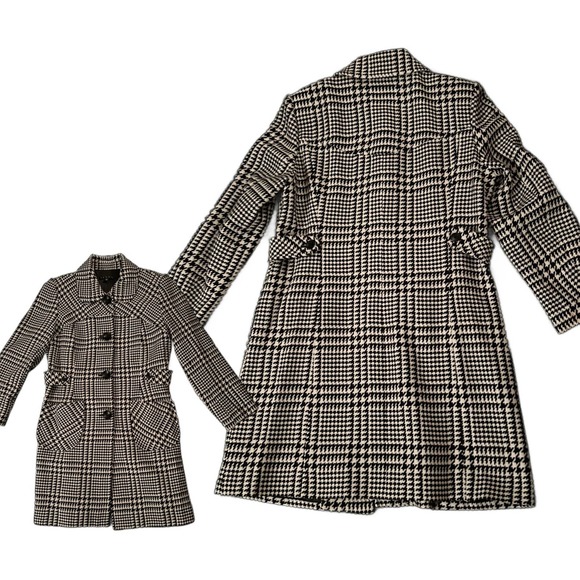 Black and White Houndstooth Button Up Long Jacket Coat / XL * - Picture 3 of 4
